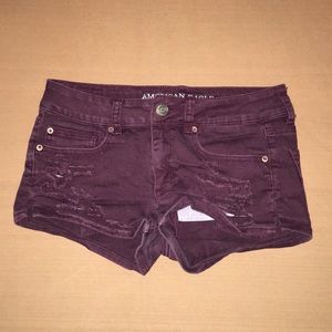 AMERICAN EAGLE MAROON JEAN SHORTS